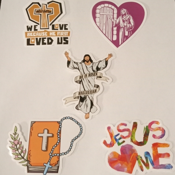Jesus Religious 5 Piece Stickers - Picture 1 of 3